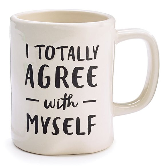 16 Oz White Ceramic I Totally Agree with Myself Coffee Mug - Gift Boxed NEW - Picture 2 of 2
